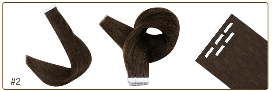 Full Shine Tape in Human Hair Extensions 20pcs Adhesive Skin Weft Pure Solid Color Glue on Woman Hair Machine Made Remy