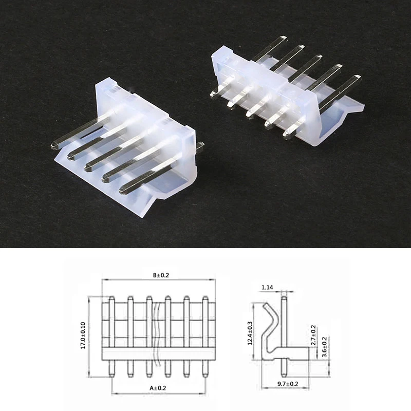 50set/lot 3.96 mm pitch CH3.96 - 2/3/4/5/6/7/8/9/12 Pin connector 50pcs Straight pin + 50pcs curved pin