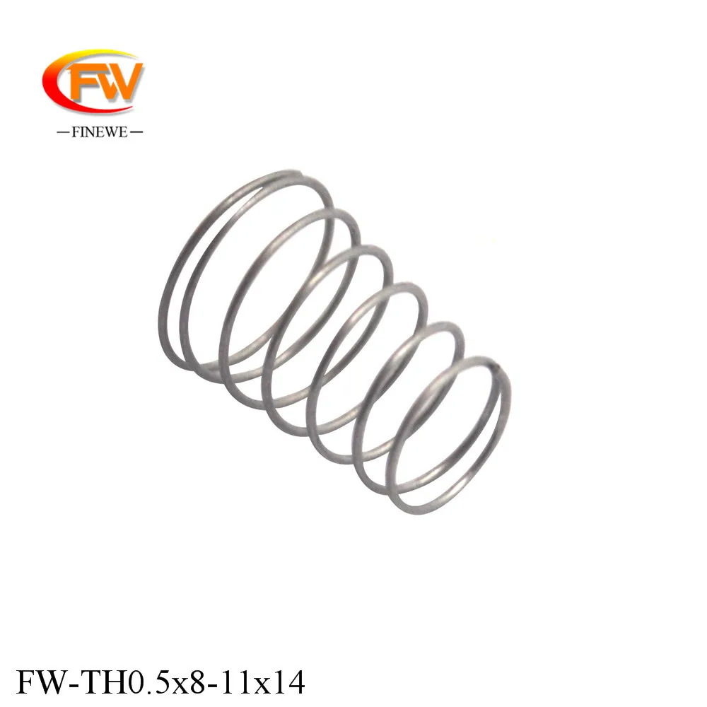 FINEWE Custom SUS304 Tower Pagoda Spring 0.5mm Wire Diameter 14mm High Small Conical Pressure Compression Spring