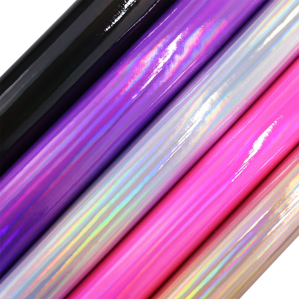 30x134cm Roll Iridescent Holographic Mirror Faux PU Leather Fabric For Handbags Wedding Earring Home Decoration DIY BH403