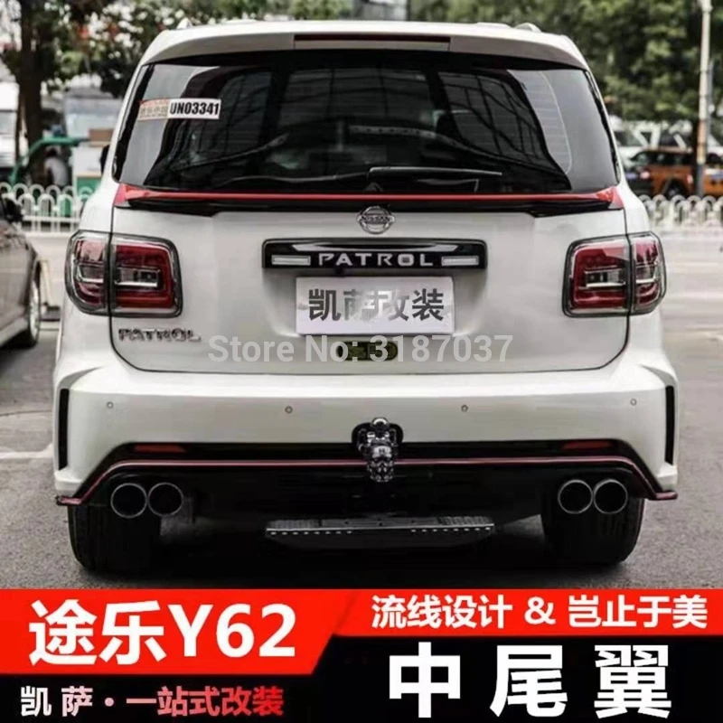 For Nissan PATROL Y62 2012-2018 ABS Plastic Unpainted Color Rear Spoiler Wing Trunk Lid Cover Car Styling