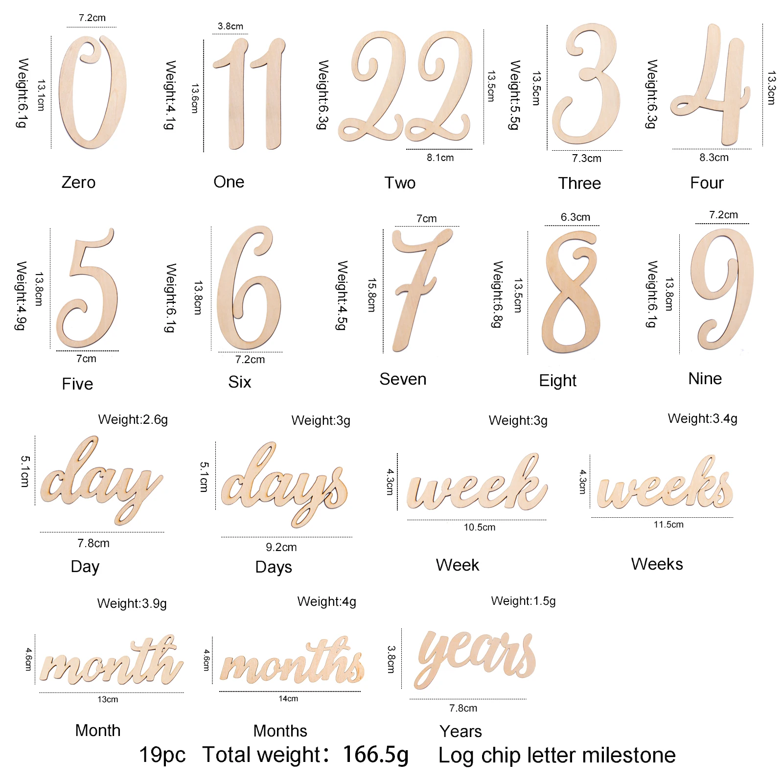 19pcs/lot Baby Milestone Cards Wooden Photography Milestones Memorial Monthly Newborn Commemorativenir Newborn Photo Accessories image 2