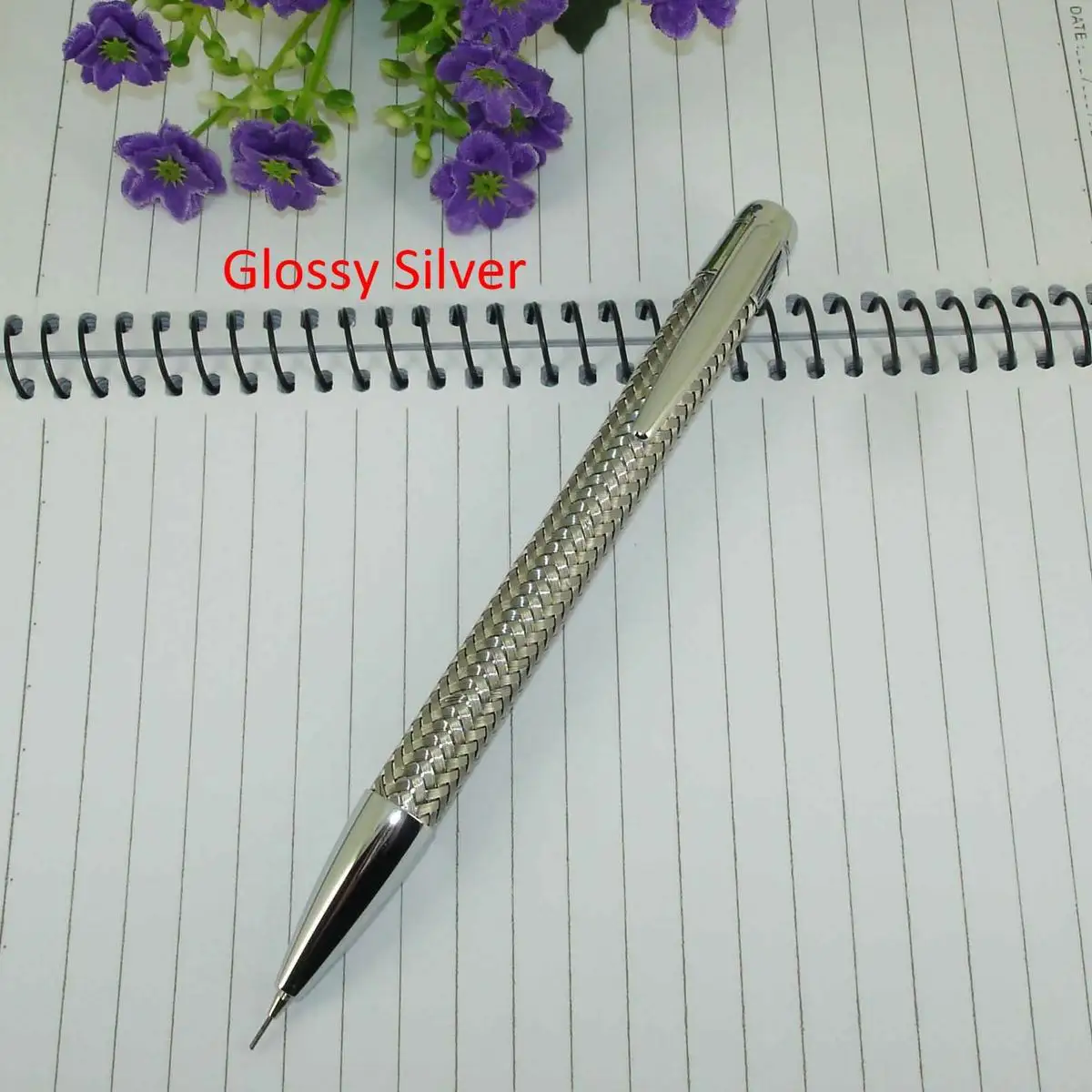 Without  logo Metal  0.7mm Mechanical Pencil with Chrome Trim High Quality Metal Heavy Pen 38g Push Click Automatic Lead Pencils