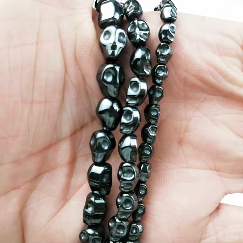 YHBZRET Natural Stone Skull Black Hematite 4/6/8MM Skeleton shape spacer Loose beads For Jewelry making bracelet accessories DIY