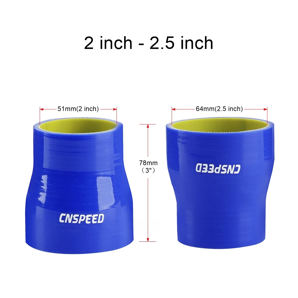 Tubo de admisión Turbo, manguera de silicona, reductor recto, adaptador de acoplamiento, Intercooler 2 "-2,5" 51mm-64mm 76mm de longitud