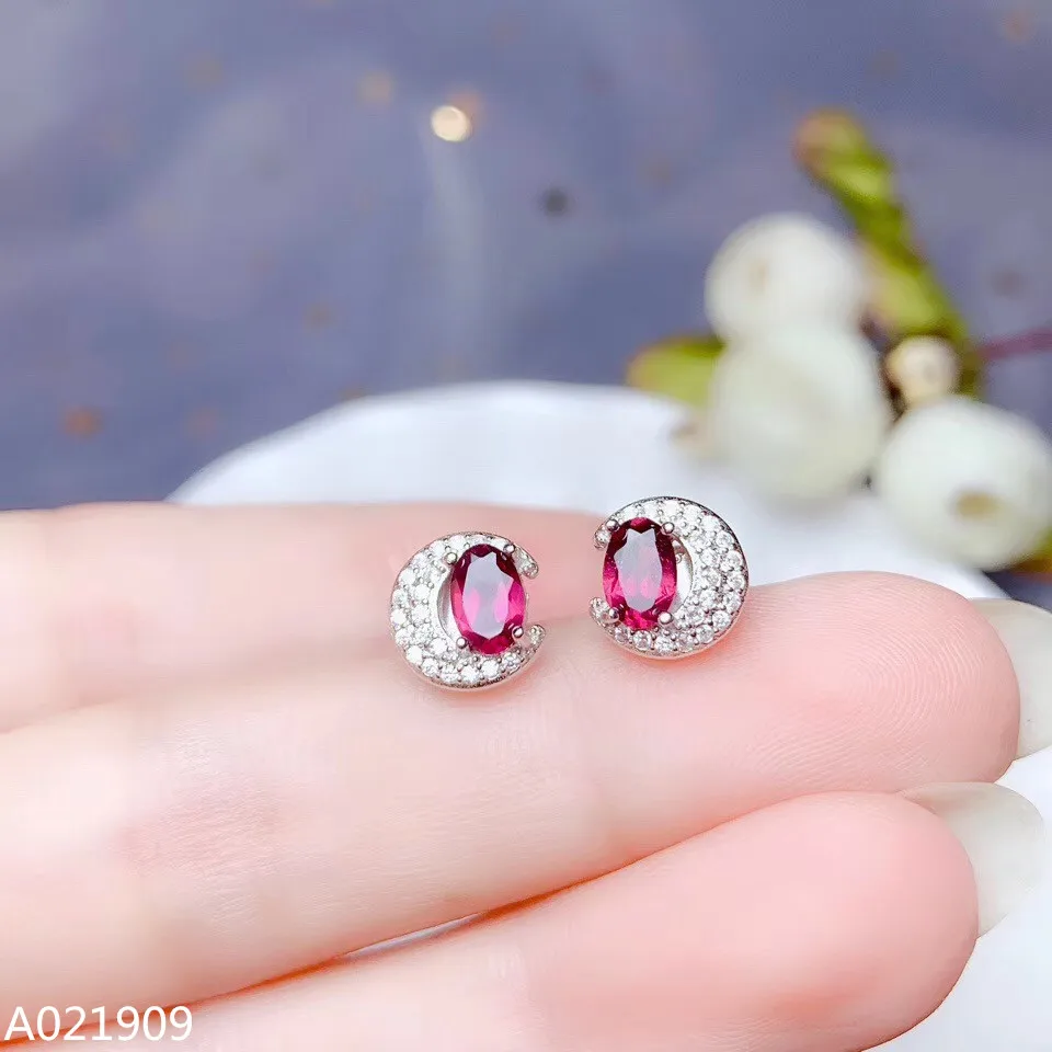 

KJJEAXCMY Женские серьги из стерлингового серебра 925 пробы, инкрустированные натуральным гранатом, серьги-гвоздики, обнаружение поддержки, модные ювелирные изделия