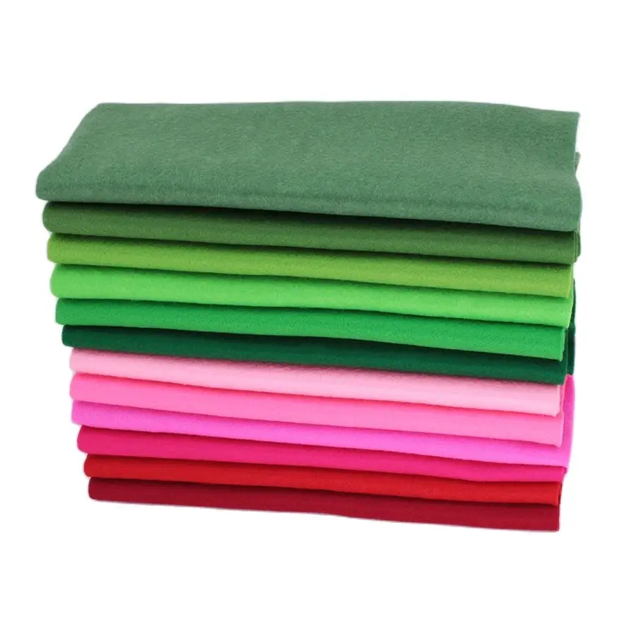 Christmas Soft Felt For Sewing DIY Crafts Dolls, Handmade Material,Polyester Fabric, Red Green 12 Pcs/Lot 25cmx28cm