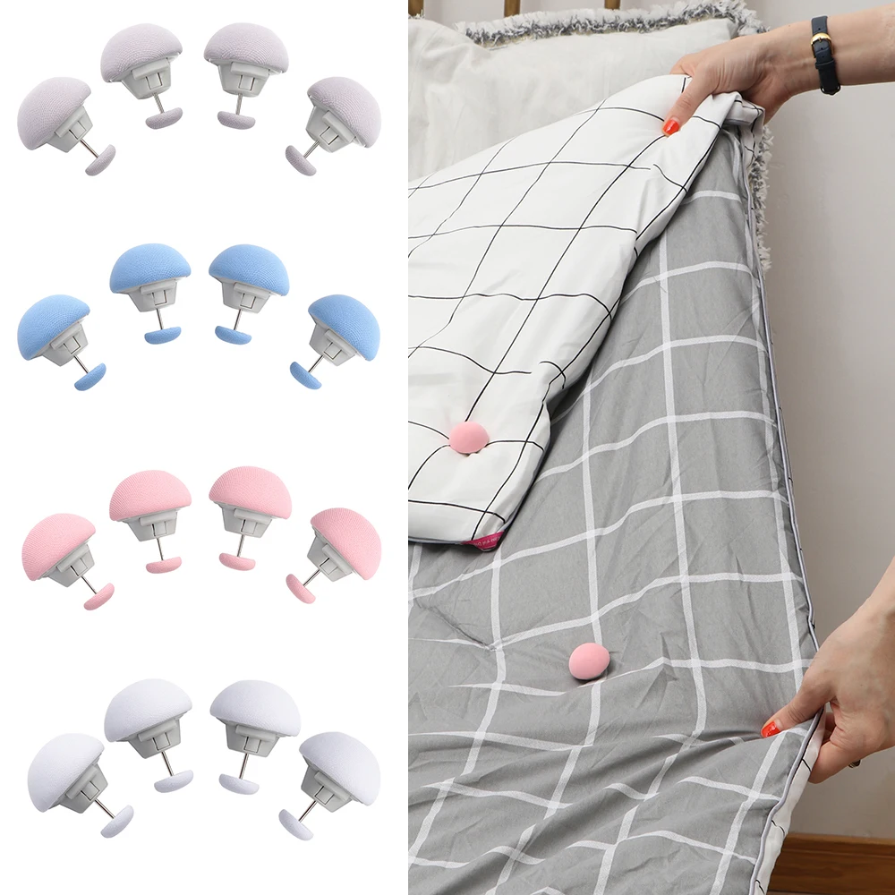 

Bed Sheets Clips Mushroom Duvet Quilt Holder Macaron Non-slip Blanket Clip One Key to Unlock Blankets Cover Fastener Anti-run