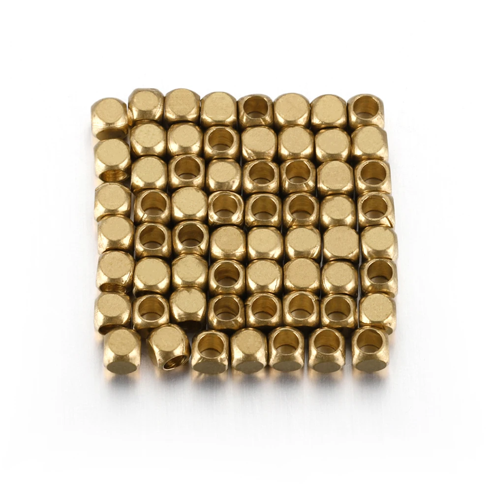 100pcs Brass Cube Square Spacer Beads 1.5mm-5mm Loose Charm Bead for DIY Bracelets Necklaces Jewelry Making Accessories Supplies