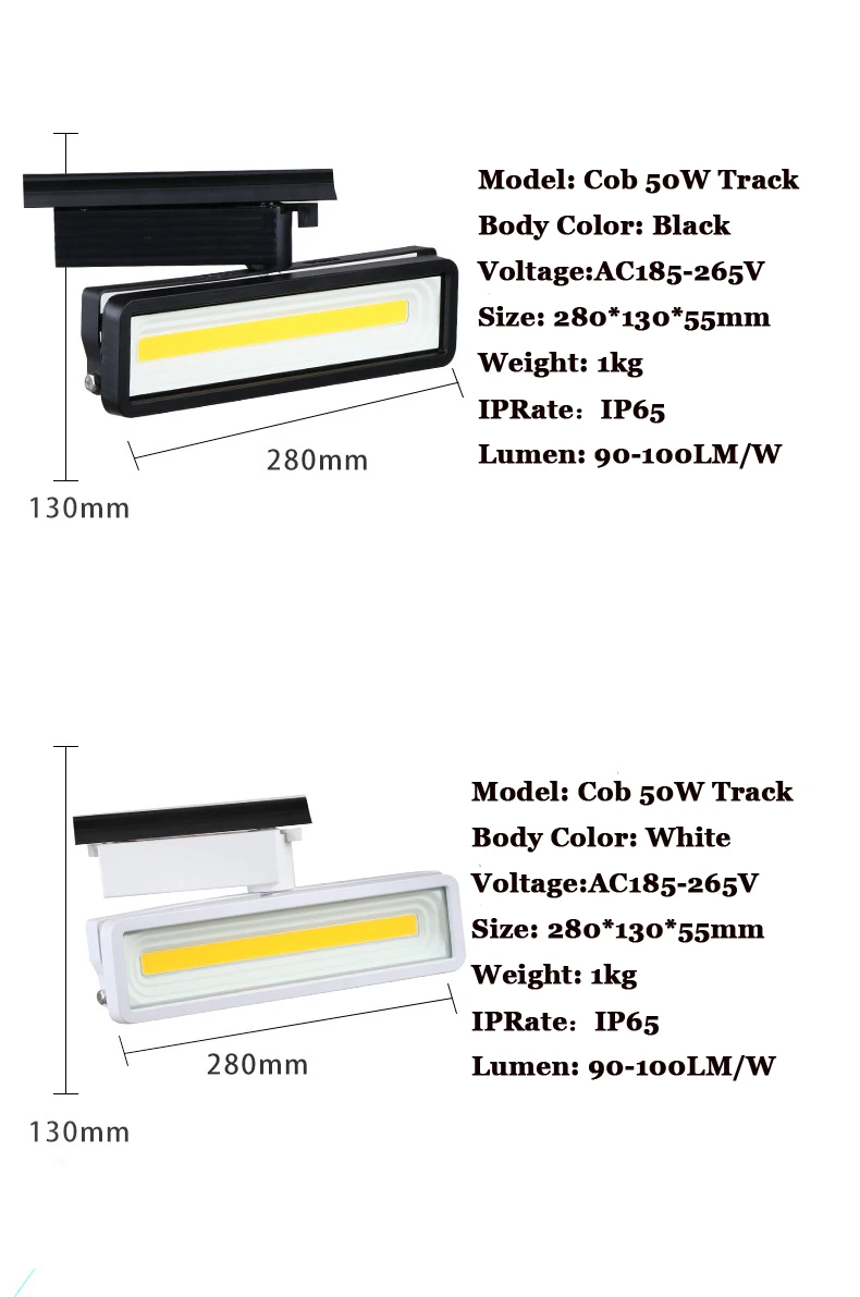  4PCS COB 50W LED Tracking Light  Track Lamp For Clothing Store Shop Track Rail Light AC220V