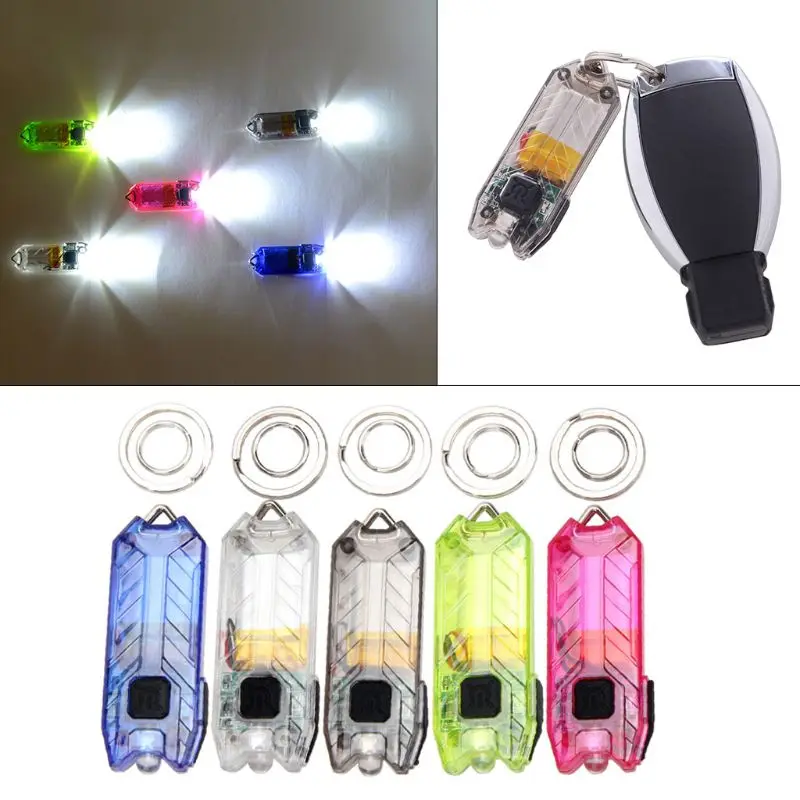 Mini LED Keychain Flashlight Electric Torch Portable USB Charging Rechargeable 45LM 2 Modes Tube Camping Night Reading Cycling W