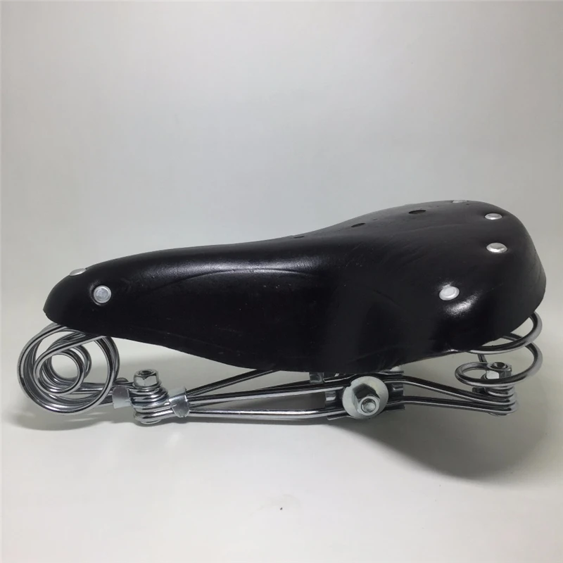Traditional Old Style Bicycle Saddle Riveting Cow Leather Seat Road MTB Bike Standard Vintage Cushion Cycling Part