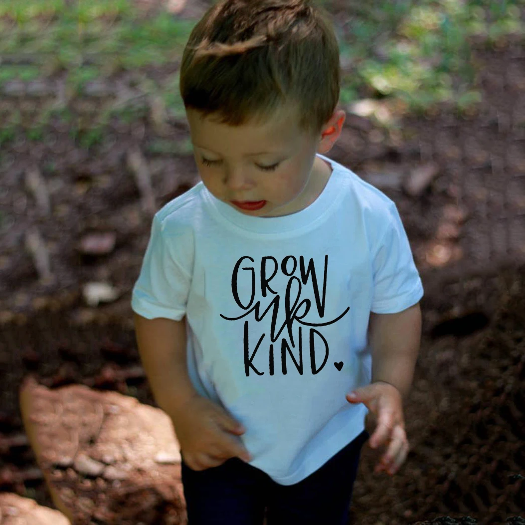 

Grow Up Kind Funny Kids Short Sleeve T Shirt Children Summer Fashion Tees Tops Boys Girls Casual O-neck Cute T-shirts Outfits