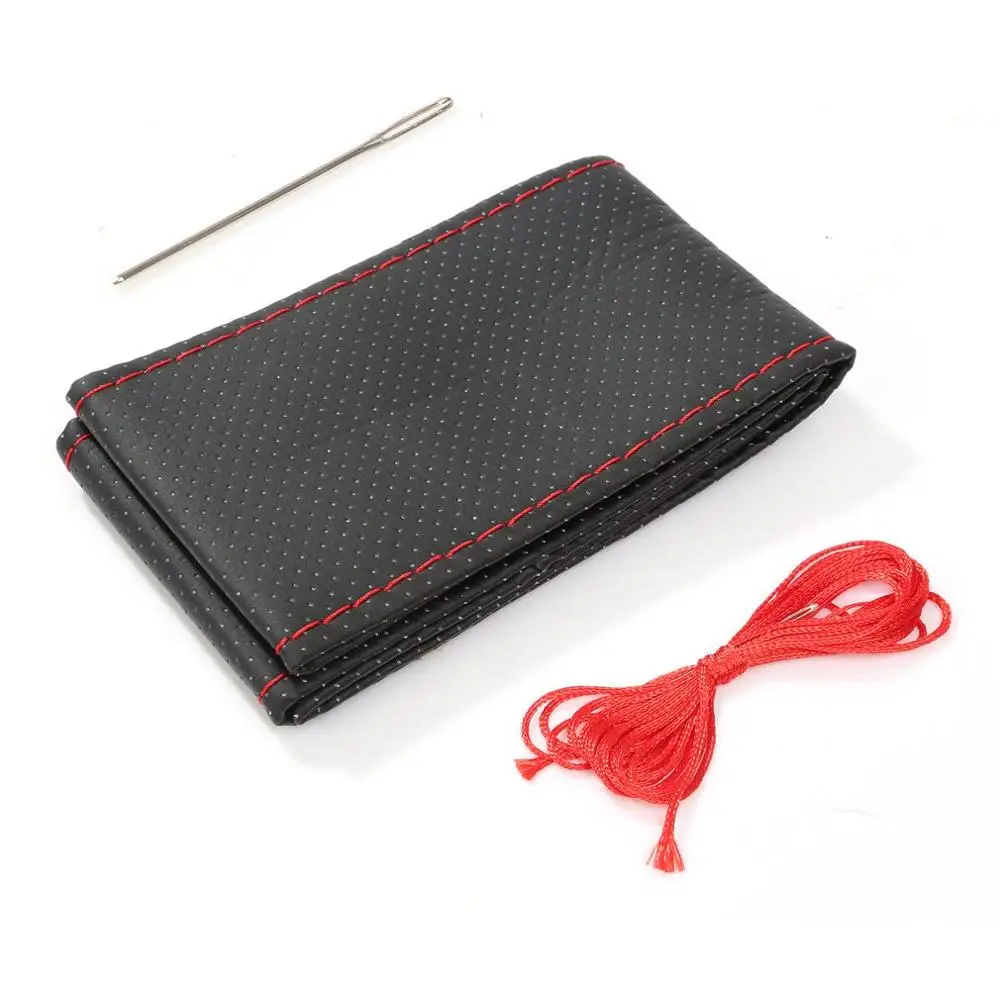 38cm DIY Car Steering Wheel Cover Fiber Leather with Needle Braid on Steering Wheel SkidProof Car Styling Interior Accessorie