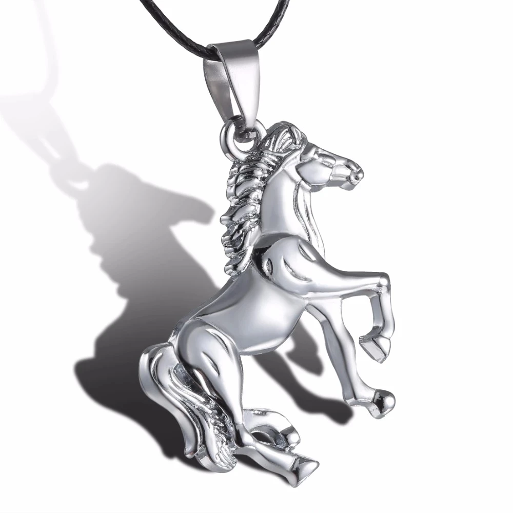 Rinhoo Run Horse Pendant Necklace Charming Stainless Steel Pendants Fashion Animal Jewelry for Women Men Dainty Character Gift