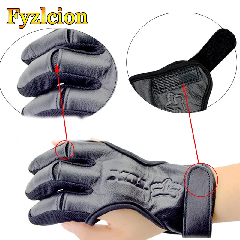 3 finger protection gloves for hunting, leather protection for archery, safety accessories for compound bow