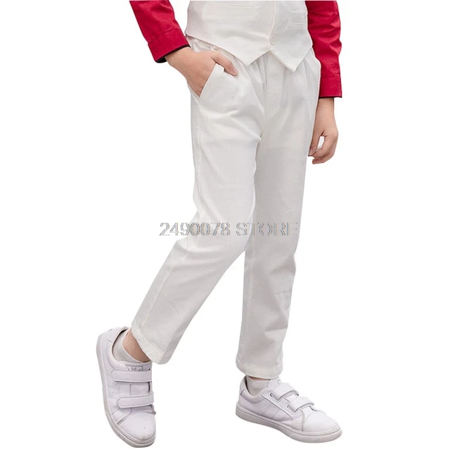 100% Cotton Trousers For Boys School Formal Performance Pants Brand Kids Wedding Party Trousers Menino Sports Pants 4-16Y