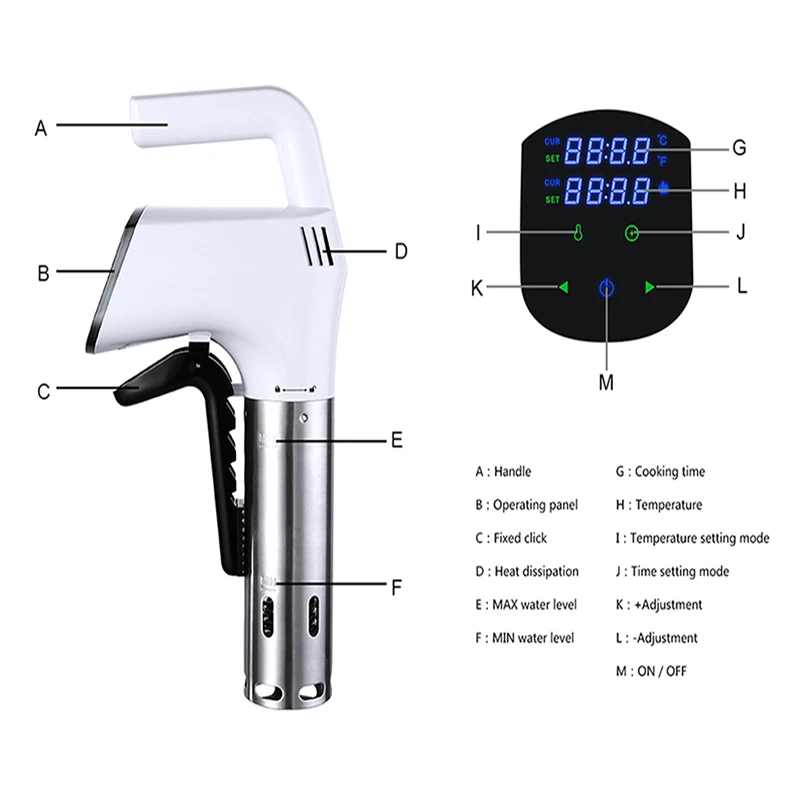 Máquina de cozimento elétrica sous vide app wifi rápido-aquecimento circulador de imersão fogão preciso com temporizador de temperatura precisa