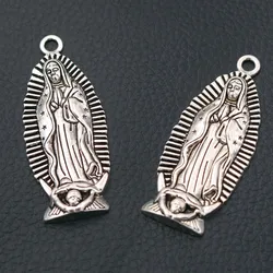 2pcs Silver Plated Large Christian Virgin Mary Metal Pendant DIY Charm Necklace Jewelry Religious Handicrafts Making A2222