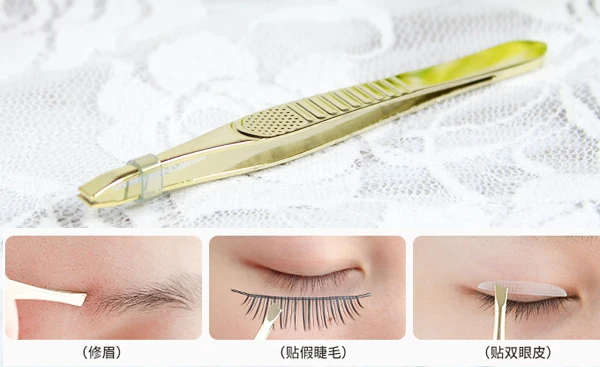 Pinzette per sopracciglia in acciaio inossidabile Pinzette per trucco Pinzette per sopracciglia per ciglia finte Clip per rimozione peli Strumenti per trucco viso Vendita