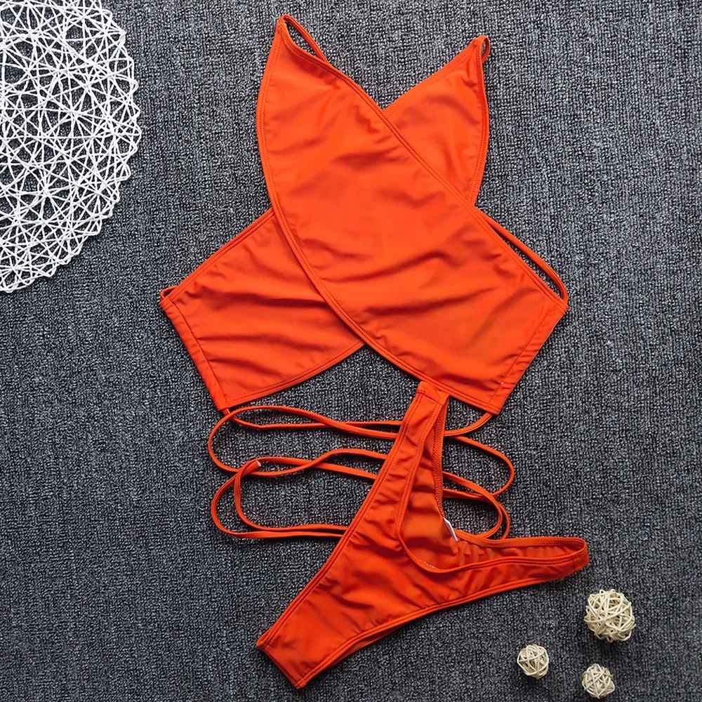 2024 Front String Tie Halter Cross T Style Bikinis Set Swimsuits Swimwear Two Piece Bathing Suit Silver Fluorescent Green Orange