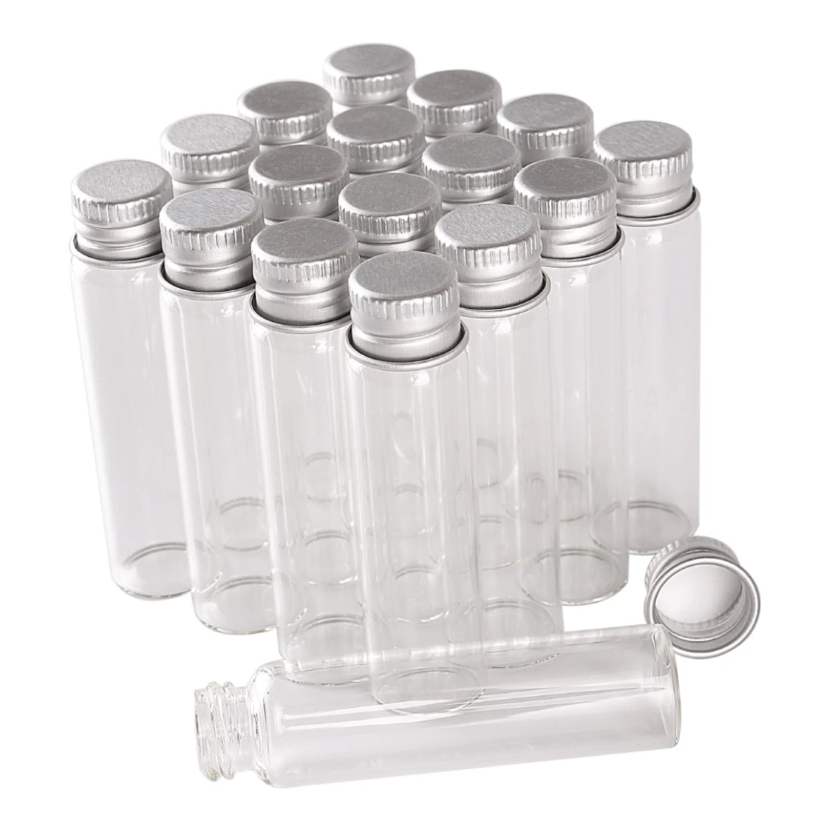 wholesale 100 pieces 6ml 16*60mm Glass Bottles with Aluminum Caps Mini Glass Bottles Tiny Jars Vials