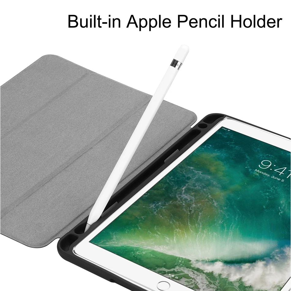 Sanmubaba Case For iPad Pro Air 10.5 inch 3rd Gen With Pencil Holder TPU Soft Back+PU Leather Flip Stand funda Smart Tablet Case