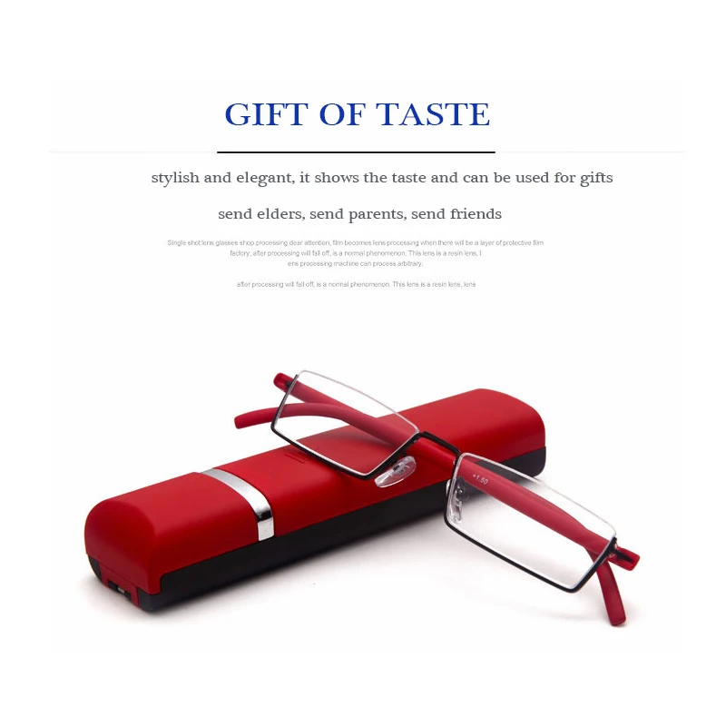 TR90 Charming Anti-Blue Reading Glasses With Case Women Elegant Light Weight Half Frame Boutique Portable Reading Glasses Men