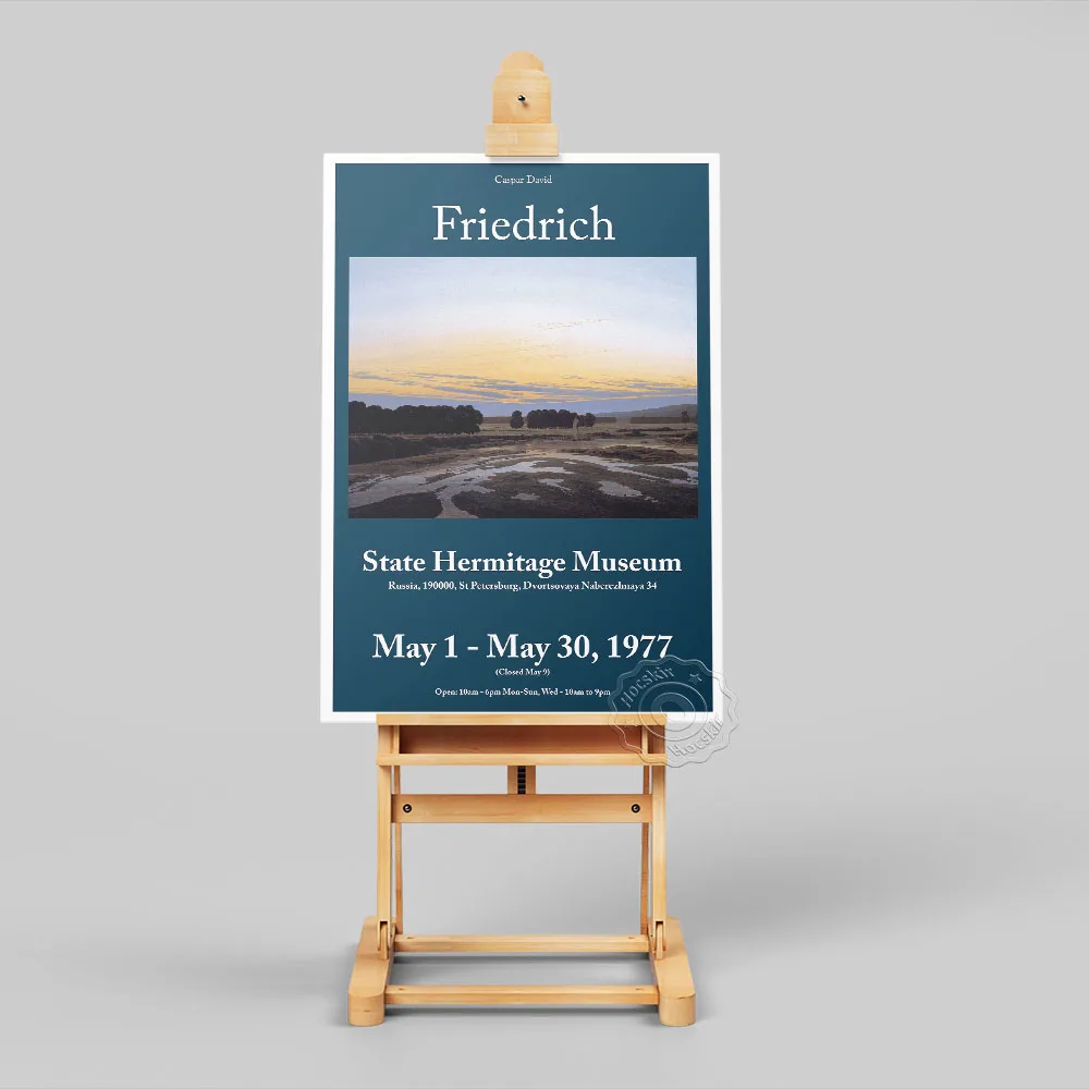 Caspa David Fridrich Vintage Exhibition Poster, Fridrich The Grosse Gehege Near Dresden Painting, German Romanticism Wall Art