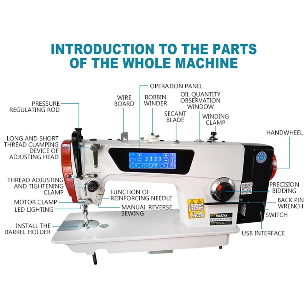 Imagem -05 - Máquina de Costura Industrial de Alta Velocidade Automática da Máquina de Costura Lisa da Movimentação Direta do Computador com Tabela