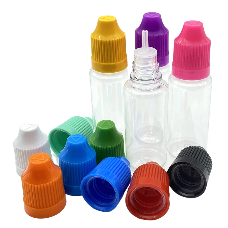 200pcs Clear PET 15ml Empty Plastic Dropper Bottle With Childproof Cap And Long Tip For Liquid Needle Vial