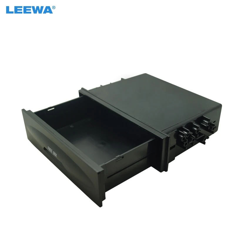 LEEWA 1DIN Size Car Stereo Dashboard Installation Mounting Refitting Trim Fascia Spacer Pocket Cassette Drawer Storage Box