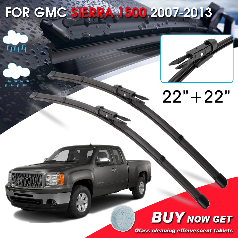 

BROSHOO Car Front Window Windshield Wipers Blade For GMC Sierra 1500 22"+22"LHD&RHD Car Model Year 2007-2013 Auto Accessories