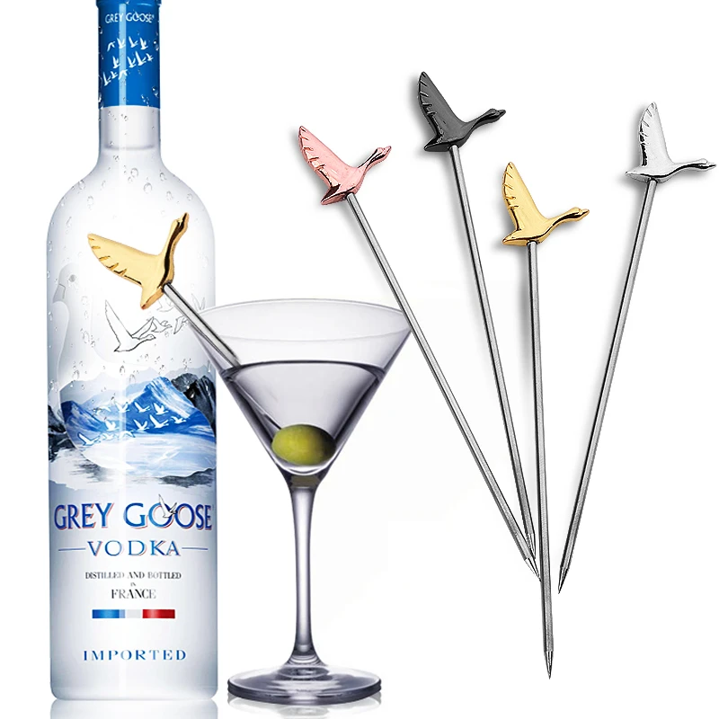 Stainless Steel Fruit Sticks Cocktail Pick Bar Tools Drink Stirring Sticks Martini Picks Party Wedding Wine Accessories