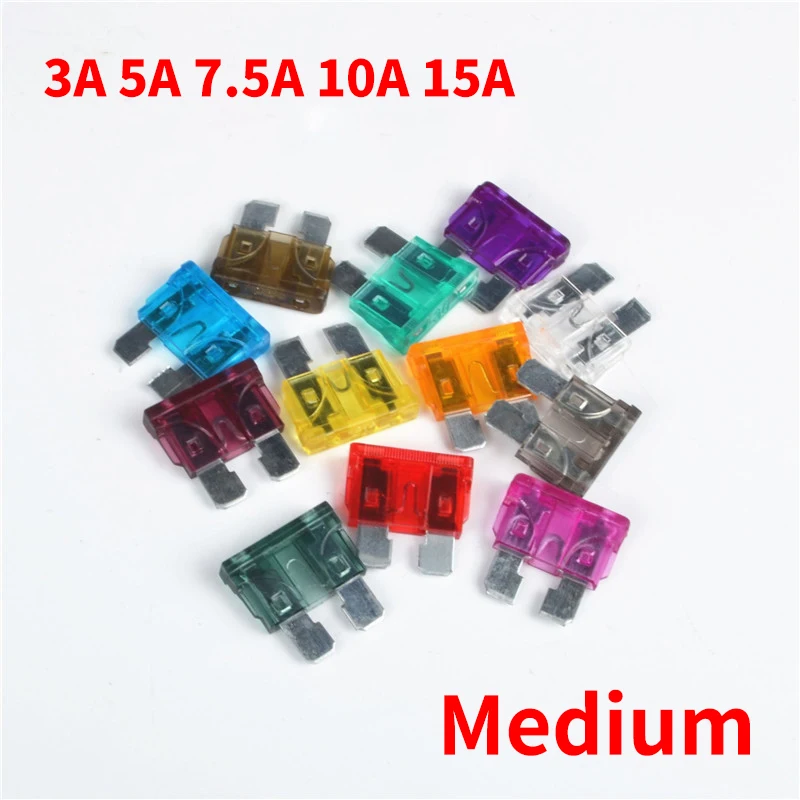 10/25Pcs Profile Medium Size Blade Type Car Fuse Assortment 2.5/3/5/7.5/10/15/20/25/30/35A Auto Car Truck Fuse Set