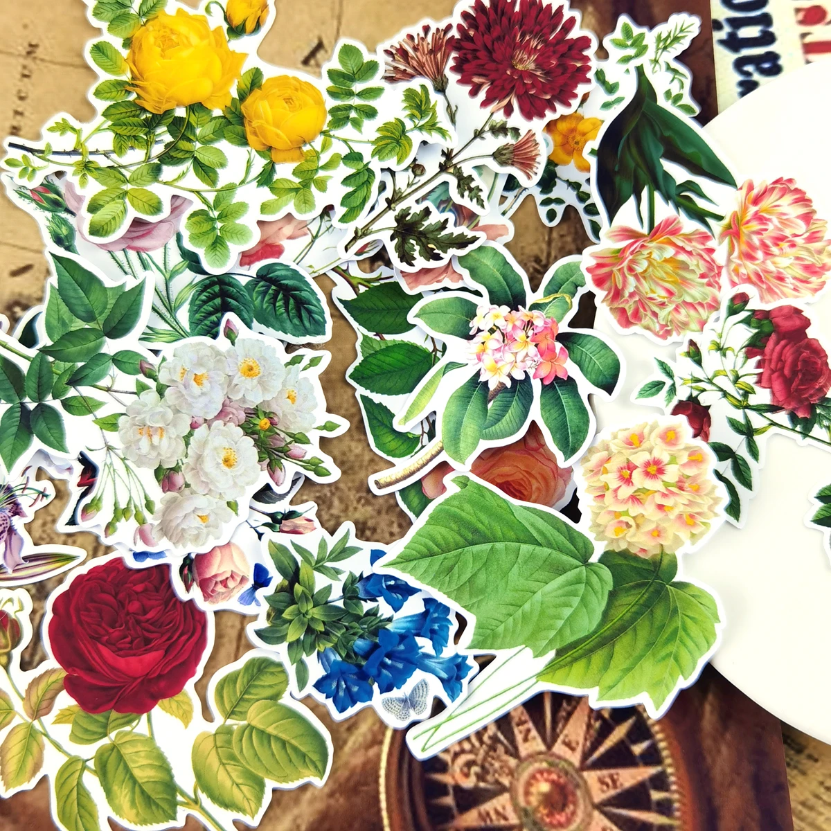 15Pcs Water Kleur Retro Bloem Sticker Planner Scrapbooking Diy Notebook Chrysant Sticker/ Gilrs Romantische Rose Sticker
