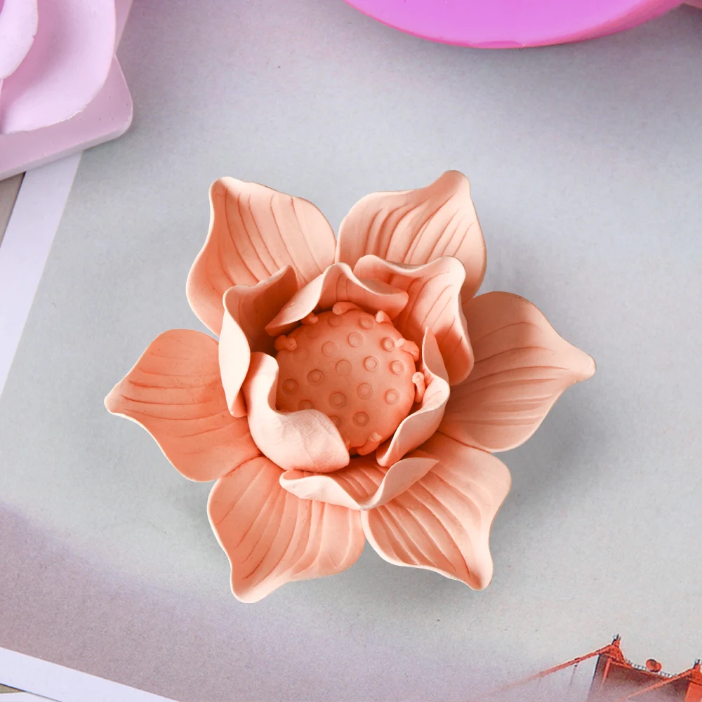 Lotus Water Lily Flower Shape 3D Decoration Craft Silicone Mold Cake Mold Cake DIY Baking Chocolate Cupcake Mold Baking Tools