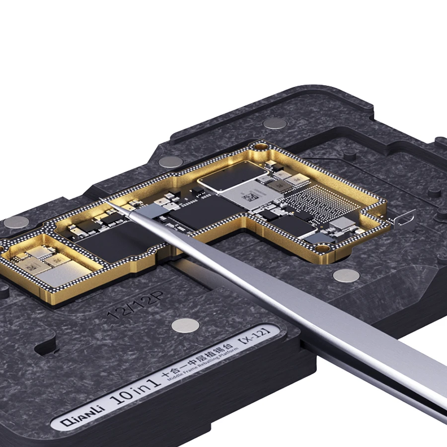 QIANLI 10 IN 1 Magnetic 3D BGA Tin Planting Platform For iPhone X-12 Pro MAX Motherboard Middle Frame Reballing Stencil Template