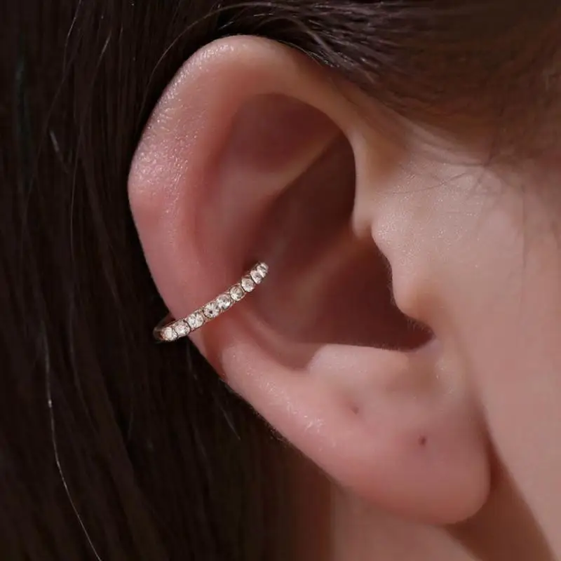 

Korean Women Simple Classic Earrings Small Design Earclip With Drilling False Stud Without Ear Hole Single Earring Earbone Clip