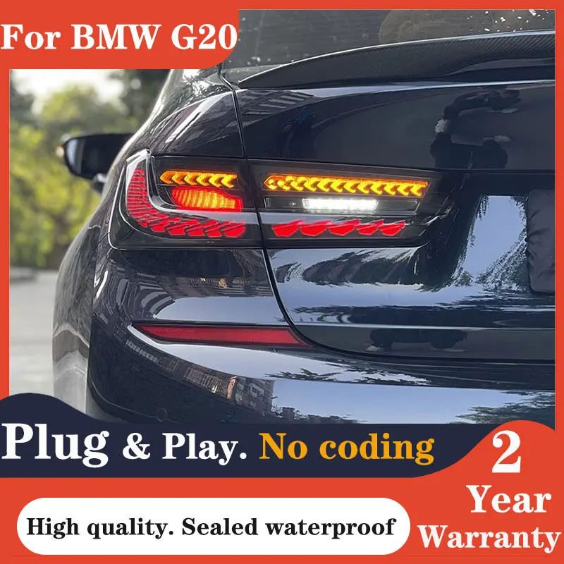 

2pairs For BMW G20 Taillight 19-21 modified BMW 3 G20 double dragon scale M4 blackened LED dynamic turn signal Auto Accessories