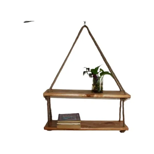 Thetasarım Wood Decorative Rope 2 Tiers Bookcase Shelf