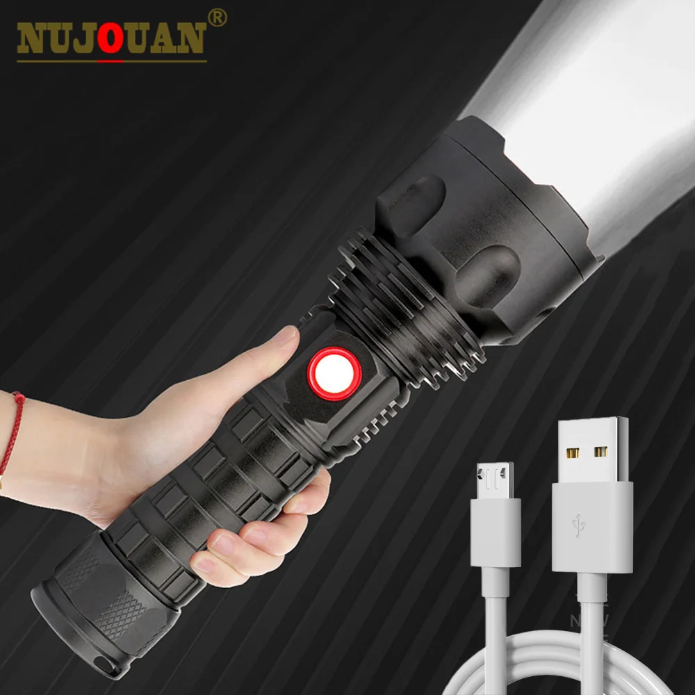 

Powerful LED Flashlight with 4 Core P70 Lamp Bead Zoomable 5 Lighting Modes LED Torch Support for Mircro Charging Hunting Lamps