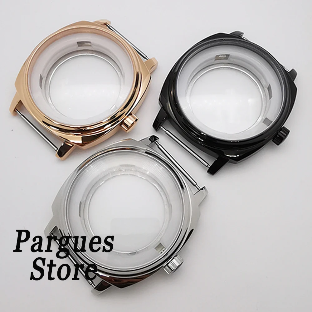 

42mm silver black rose gold stainless steel case fit NH35 NH36 ETA 2836 Miyota 8205 8215 Mingzhu DG 2813 movement