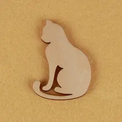 Pet cat art modeling, mascot laser cut, Christmas decorations, silhouette, blank unpainted, 25 pieces, wooden shape (0410)