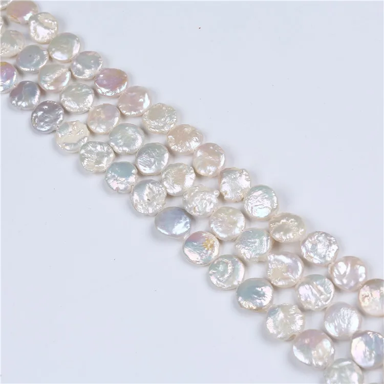 10-11mm Natural Real Peals Freshwater Coin Shape Pearl Strands