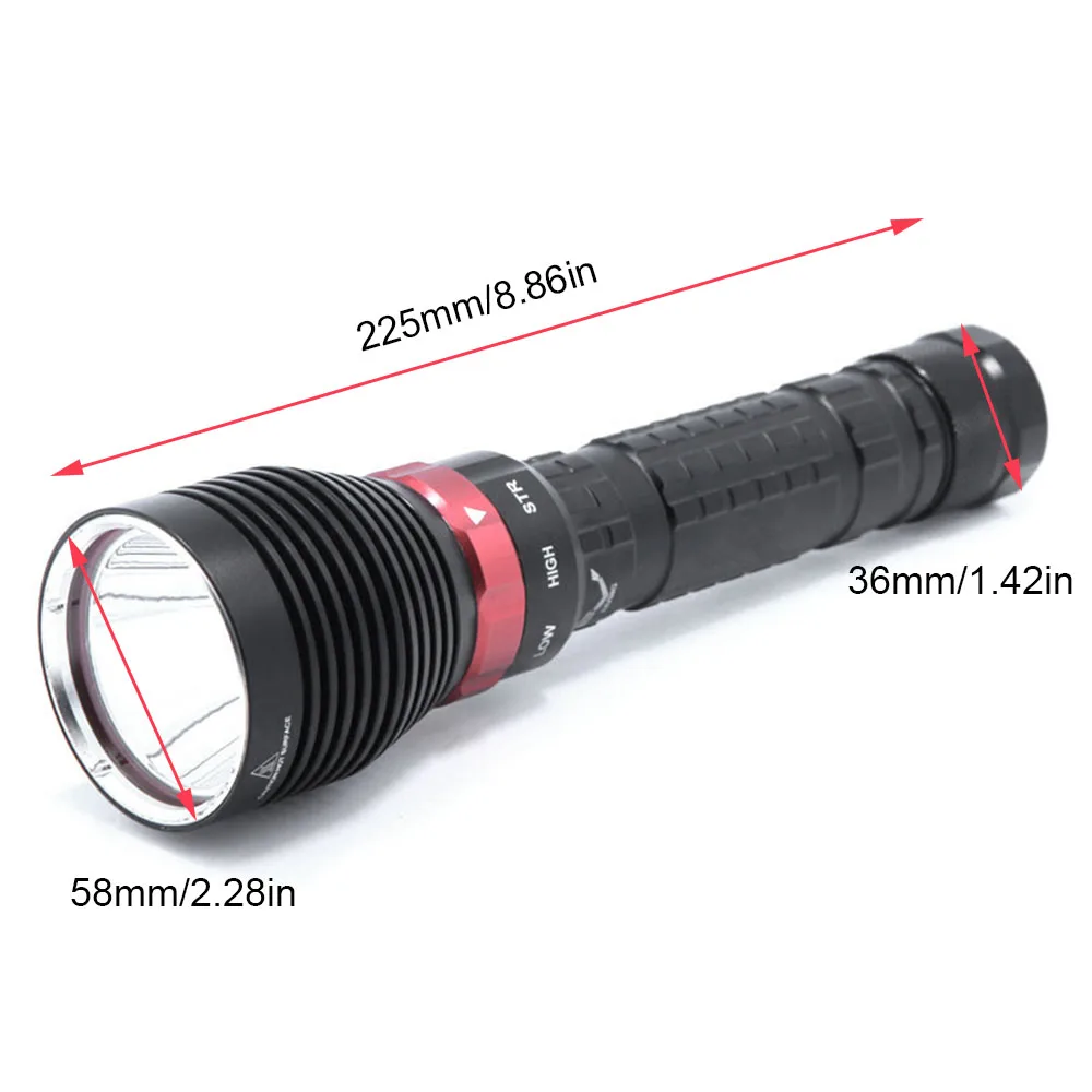 SecurityIng Professional L2 Diving Flashlight Glare Penetration LED Waterproof Underwater Tactical Torch Hunting Scuba Lamp