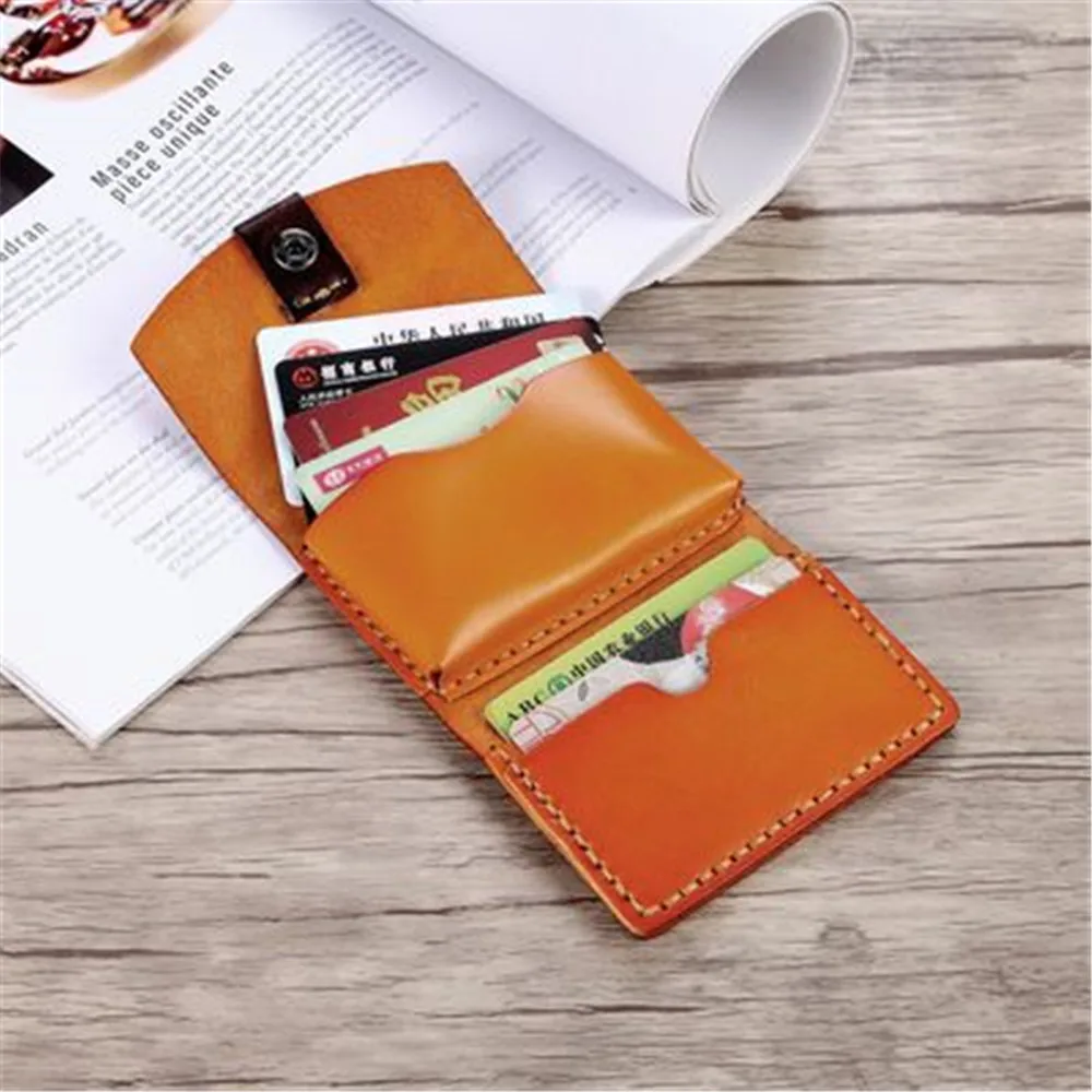 Fashion Vegetable Tanned Leather Wallet Handmade Customized Coin Purse Large Capacity Card Package Purse Bag Wallet Hasp Purse