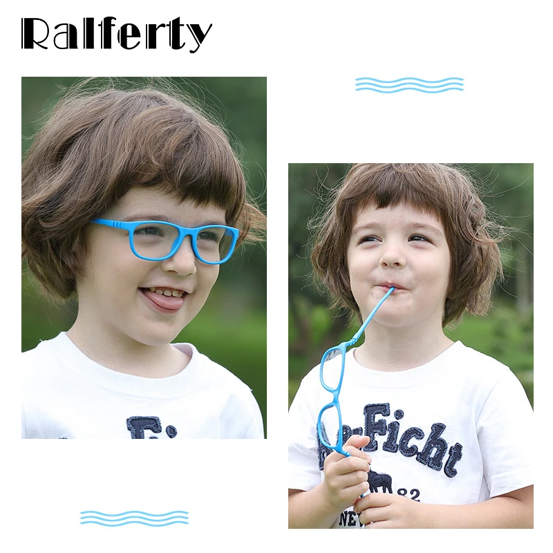 Ralferty Kids Glasses Frame Children Unbreakable Non-screw TR90 Silica gel Eyeglasses With Lanyard Optic Glasses Spectacles K303