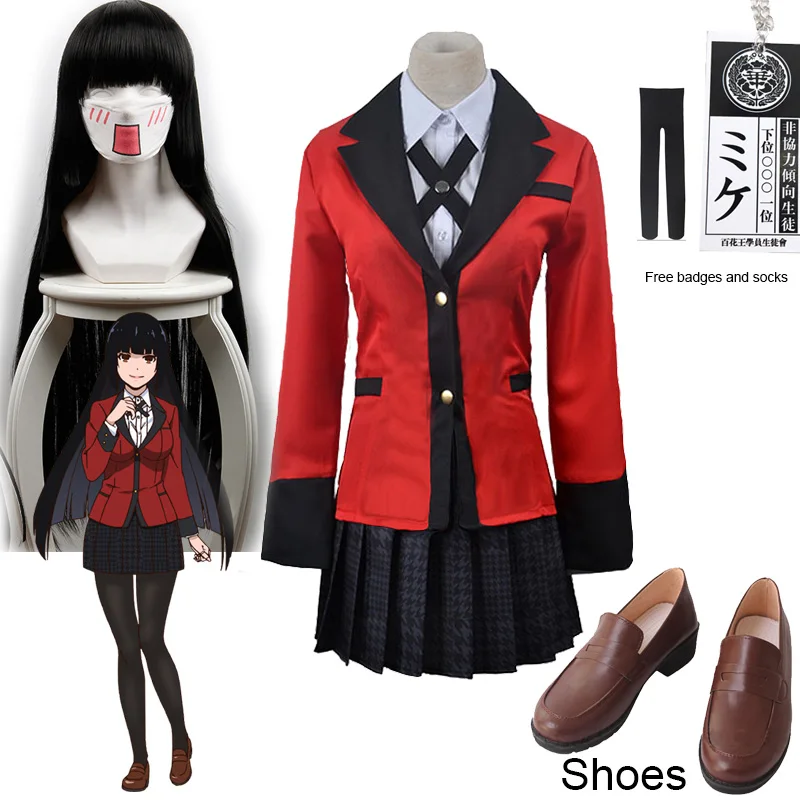 

Jabami Yumeko Cosplay Shoes Kakegurui Compulsive Gambler Yumeko Jabami Cosplay Costume and Wigs Halloween Woman Party Costumes