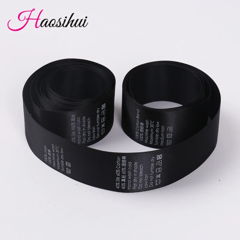 HAOSIHUI Free Design 6mm-100mm Customized Printed Logo Ribbon Gift Packaging Satin Polyester Decoration for Wedding 100yard/lot